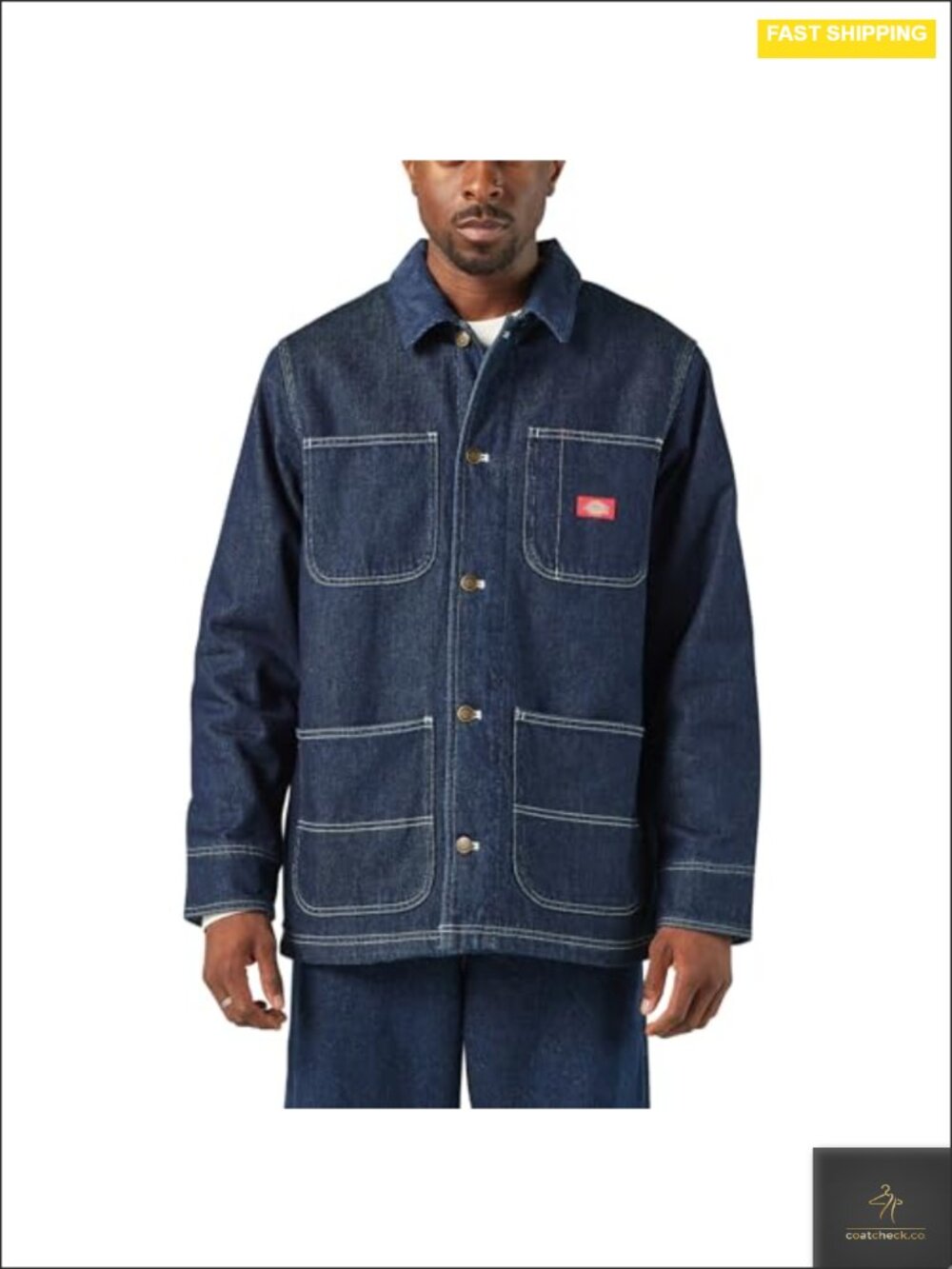 Men's Denim Chore Coat Cotton Blanket Lined Button Front Winter Work Jacket
